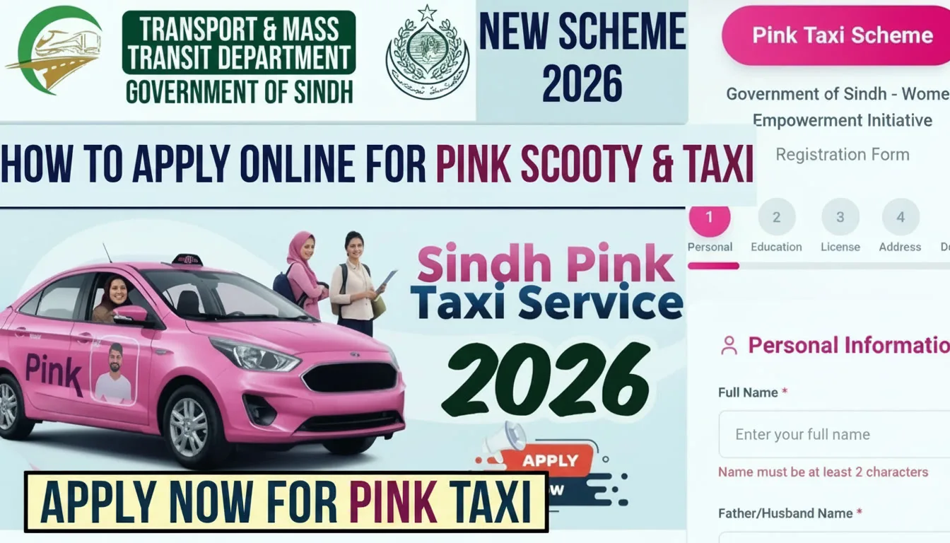 Pink Taxi Scheme Sindh Online Registration