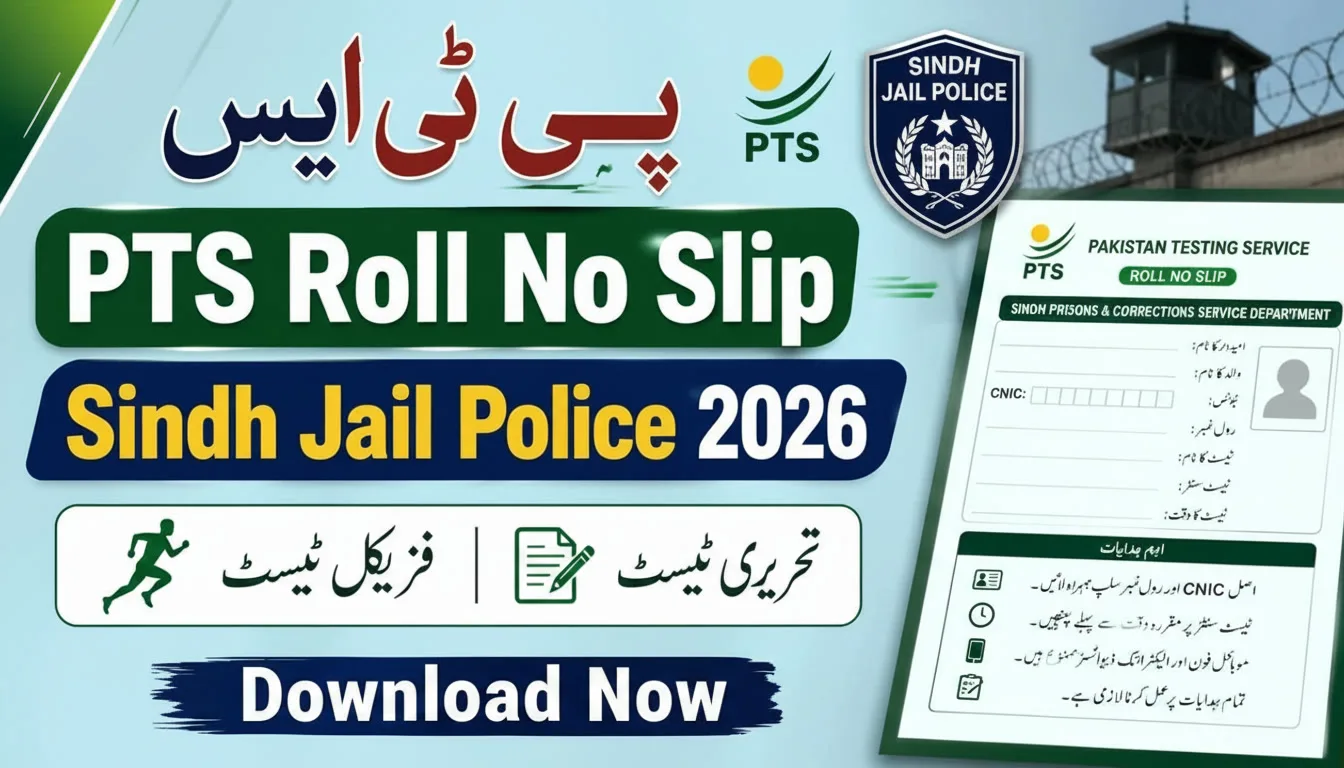PTS Roll No Slip Sindh Jail Police 2026 Physical & Written Test